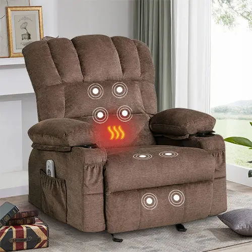 Recliner Chair Massage Heating Sofa USB And Side Pocket Cup Holders vanbow