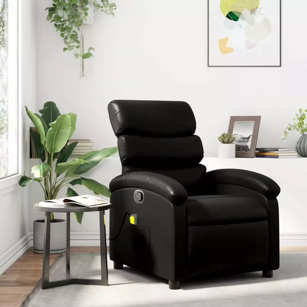 vidaXL Black Faux Leather Massage Recliner Chair Adjustable Features