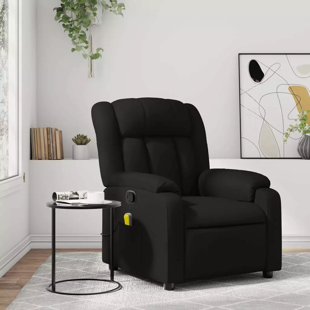 vidaXL Black Faux Leather Massage Recliner Chair Living Room Comfortable Sofa