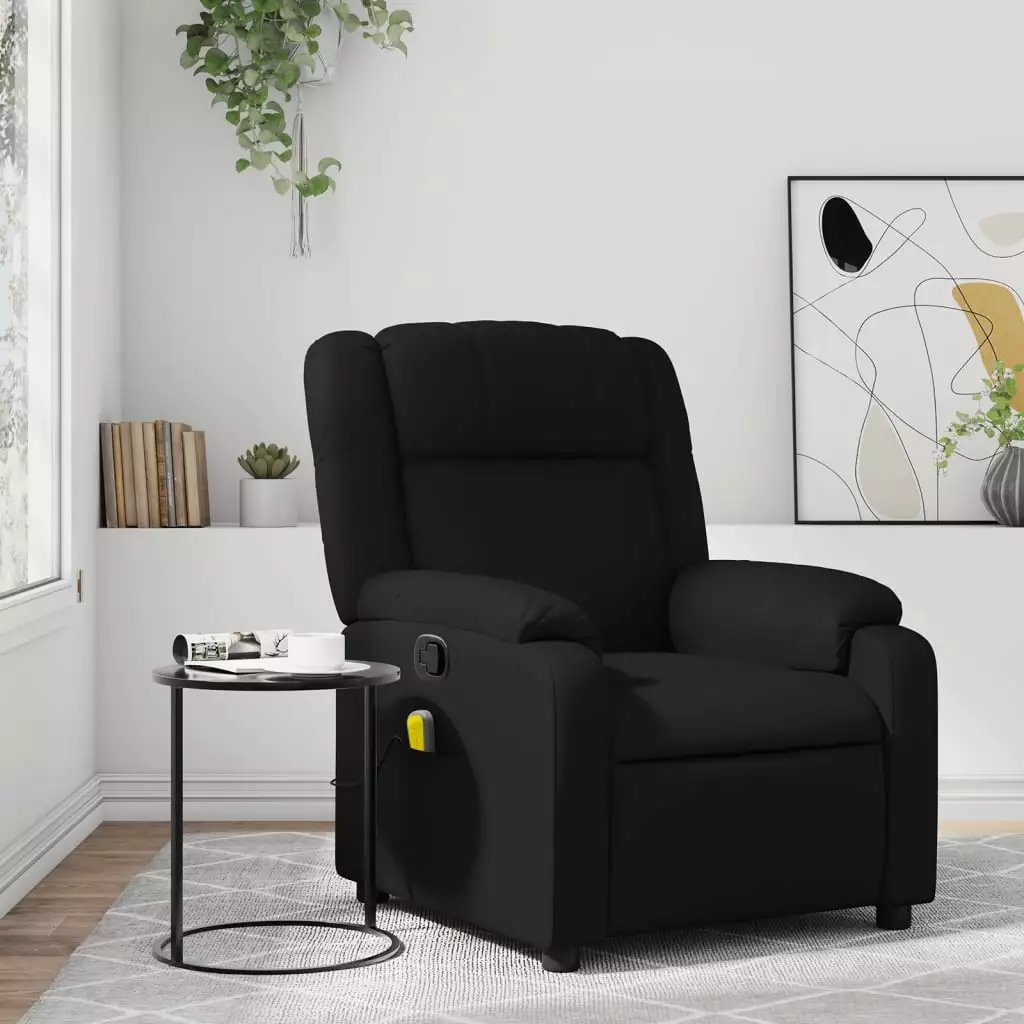 vidaXL Black Faux Leather Massage Recliner Chair Heating and Vibration