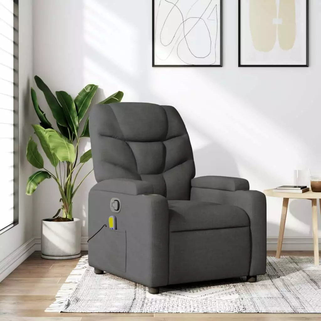 vidaXL Dark Gray Fabric Massage Recliner Chair Adjustable Features