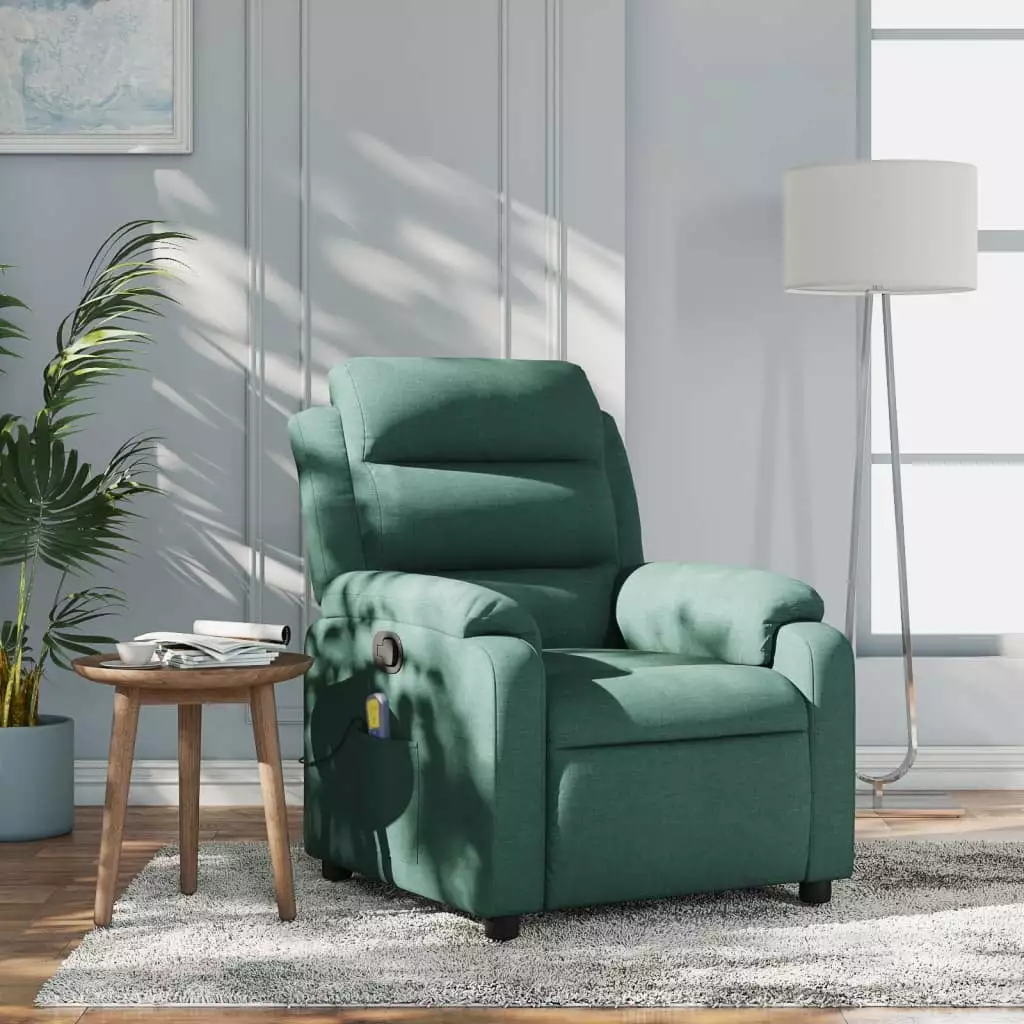 vidaXL Dark Green Fabric Massage Recliner Chair Comfort and Style