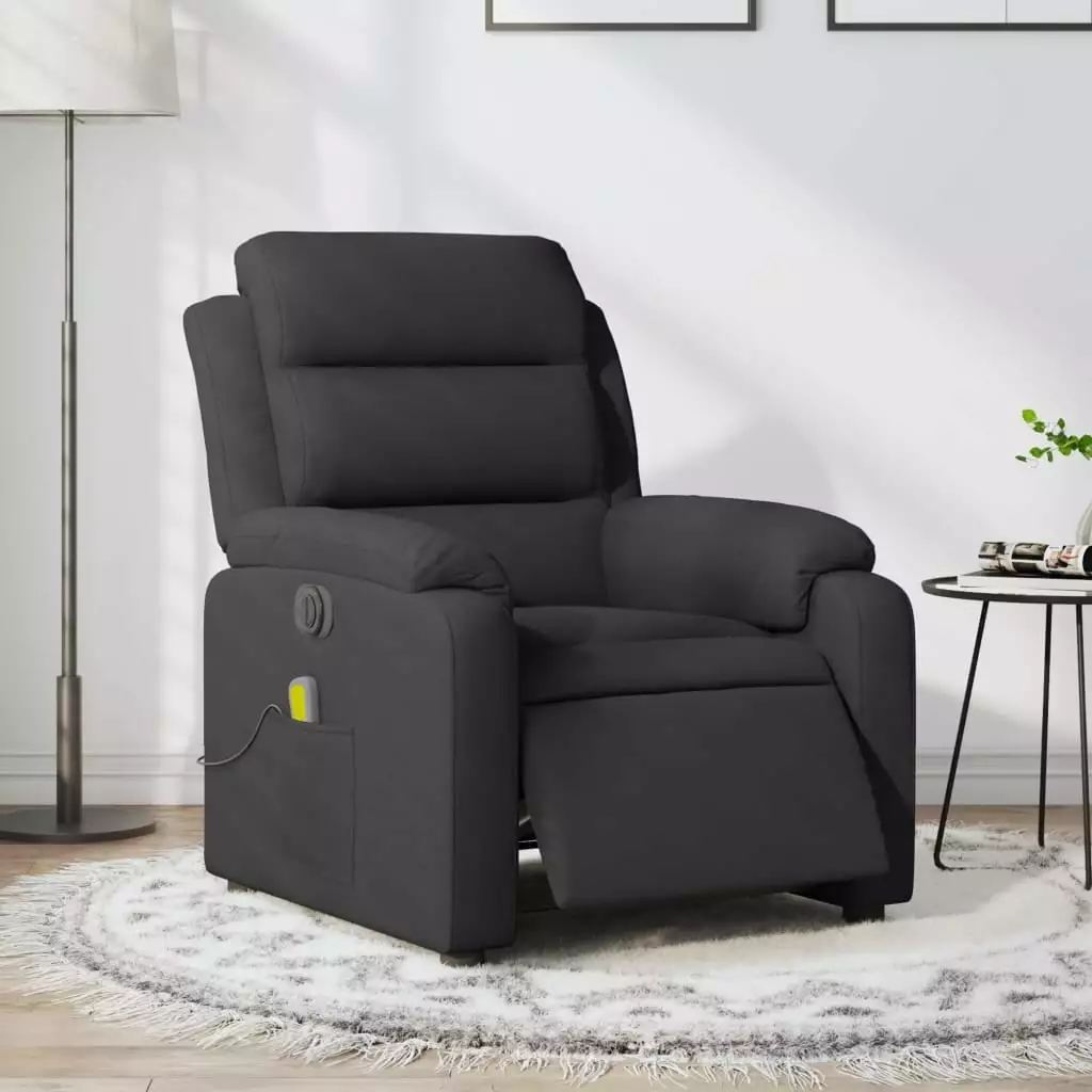 vidaXL Electric Massage Recliner Chair Black Fabric Living Room