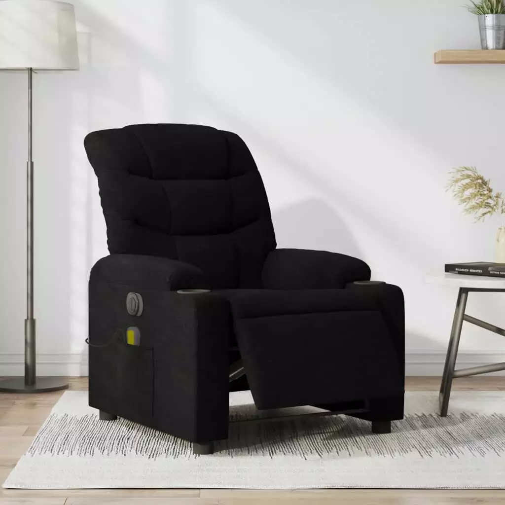 vidaXL Electric Massage Recliner Chair Black Fabric Adjustable Settings