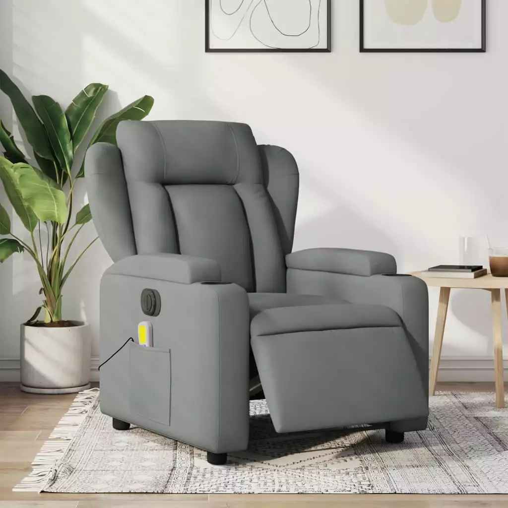 vidaXL Electric Massage Recliner Chair Dark Gray Fabric Adjustable Settings