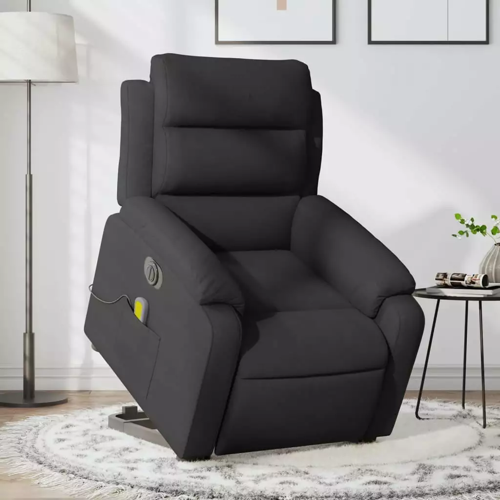 vidaXL Electric Stand Up Massage Recliner Chair Black Fabric - Modern and Relaxing