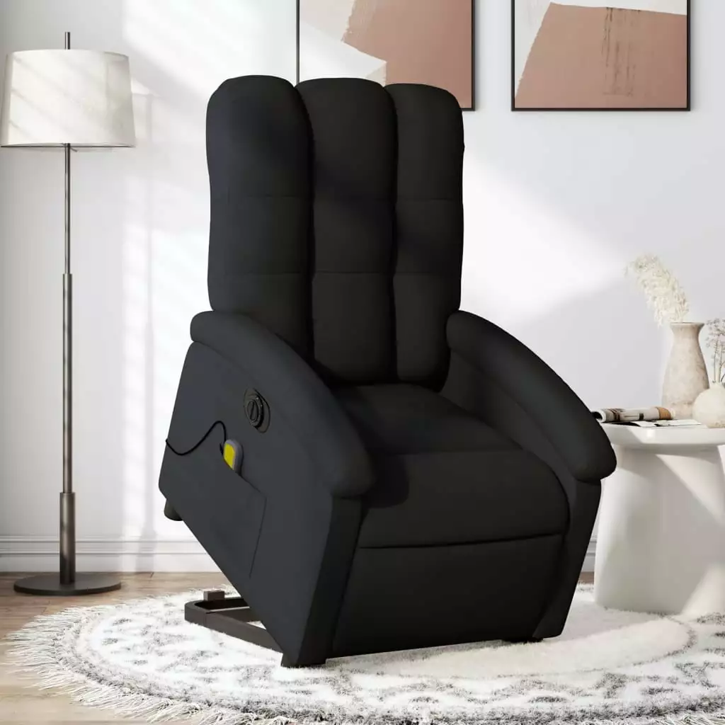 vidaXL Electric Stand Up Massage Recliner Chair Black Fabric Home Relaxation