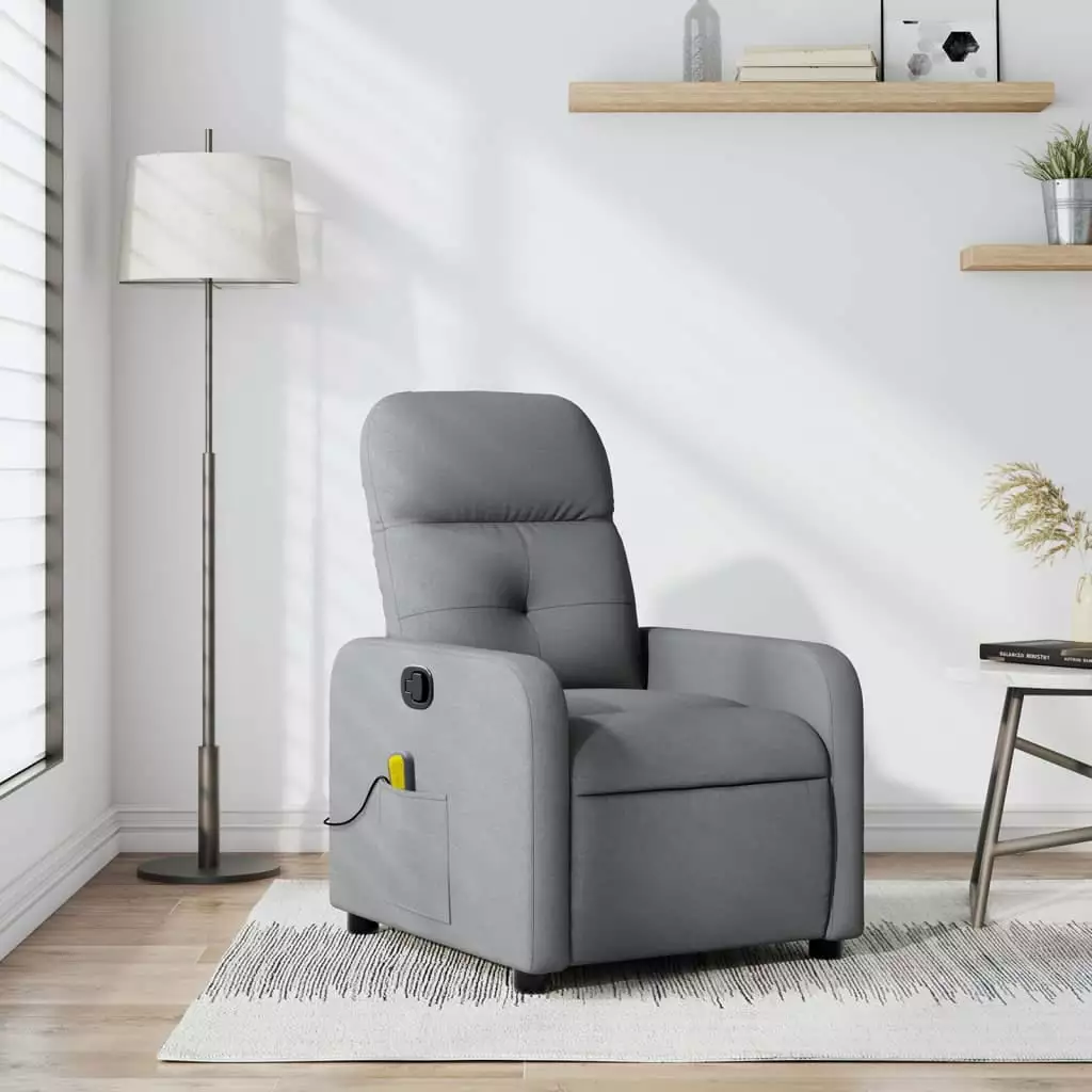 vidaXL Light Gray Fabric Massage Recliner Chair Ultimate Comfort