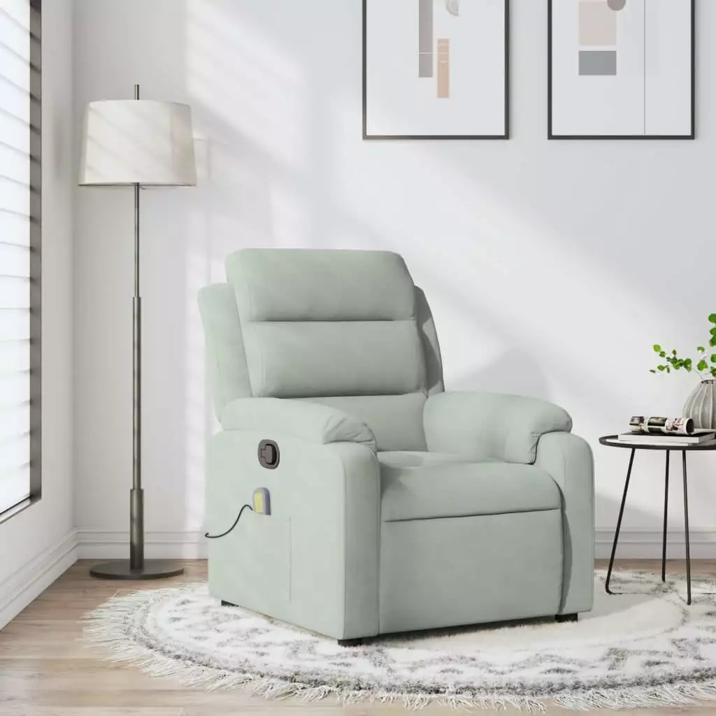 vidaXL Light Gray Velvet Massage Recliner Chair Adjustable Features