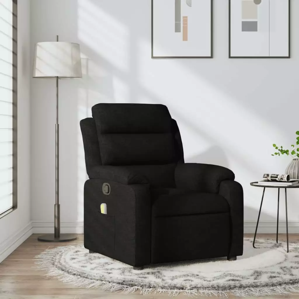 vidaXL Massage Recliner Chair Black Fabric Living Room