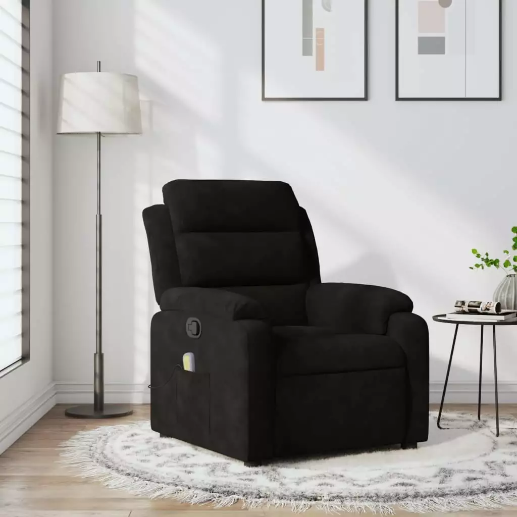 vidaXL Massage Recliner Chair Black Velvet Premium Comfort