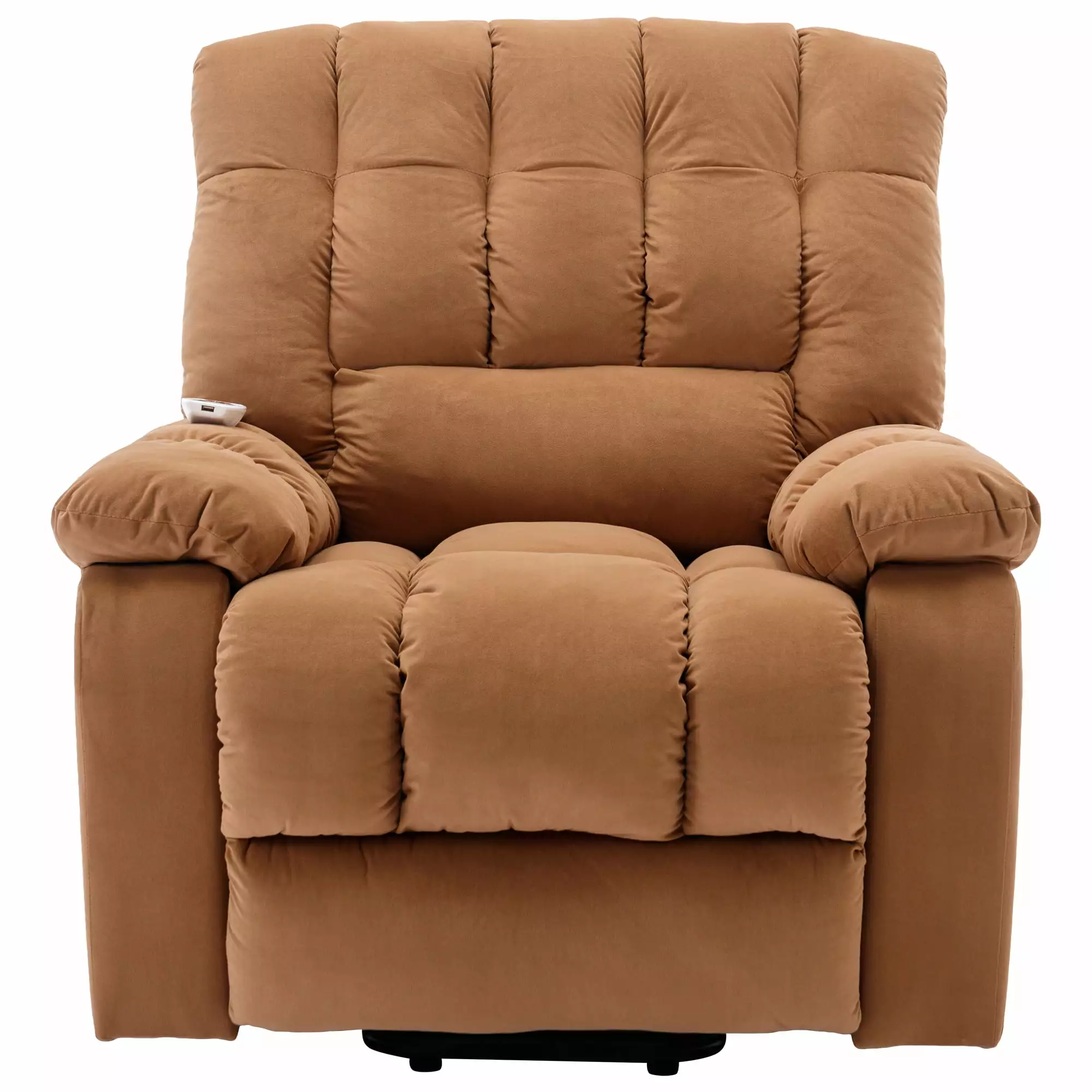 Electric Power Lift Recliner Chair Heat and Vibration Massage Light Brown Wobythan