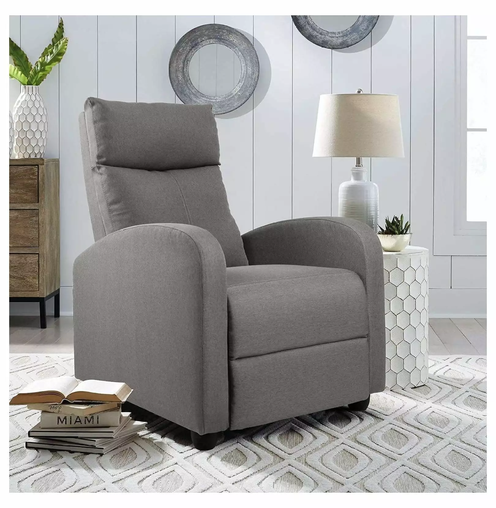 ZHAOTONG Fabric Recliner Chair Massage Recliner Sofa Adjustable Reclining Chair Home Theater Single Modern Living Room Grey
