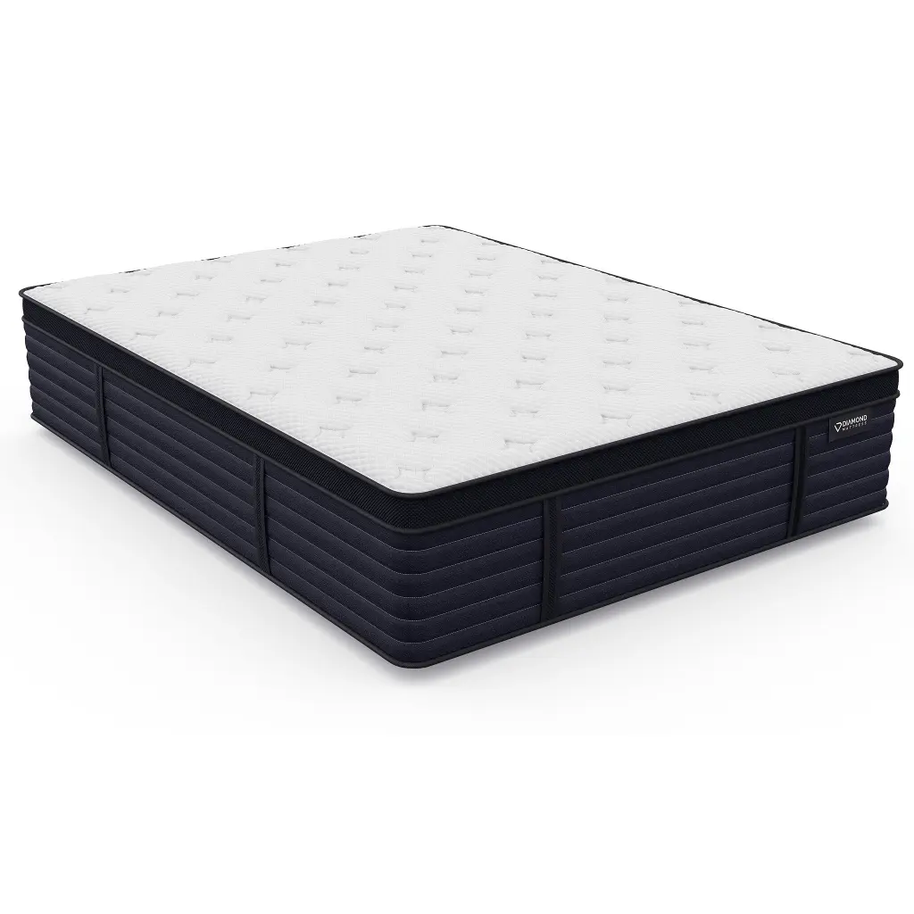 Full Hughes Cool Latex Hybrid Euro Top 14.5 Inch Medium Feel Mattress diamond mattress