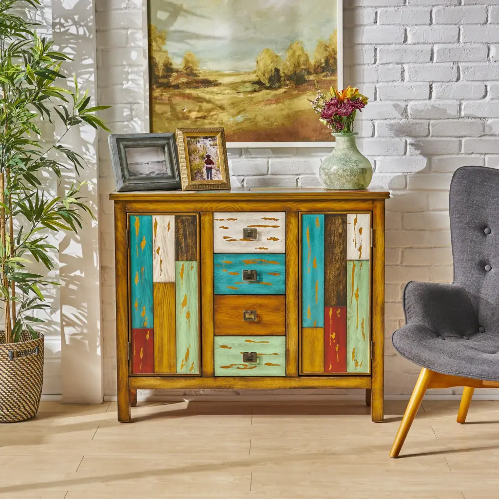 Everest 4 Drawer 2 Door Cabinet Colorful MDF Storage Unit nh-bo