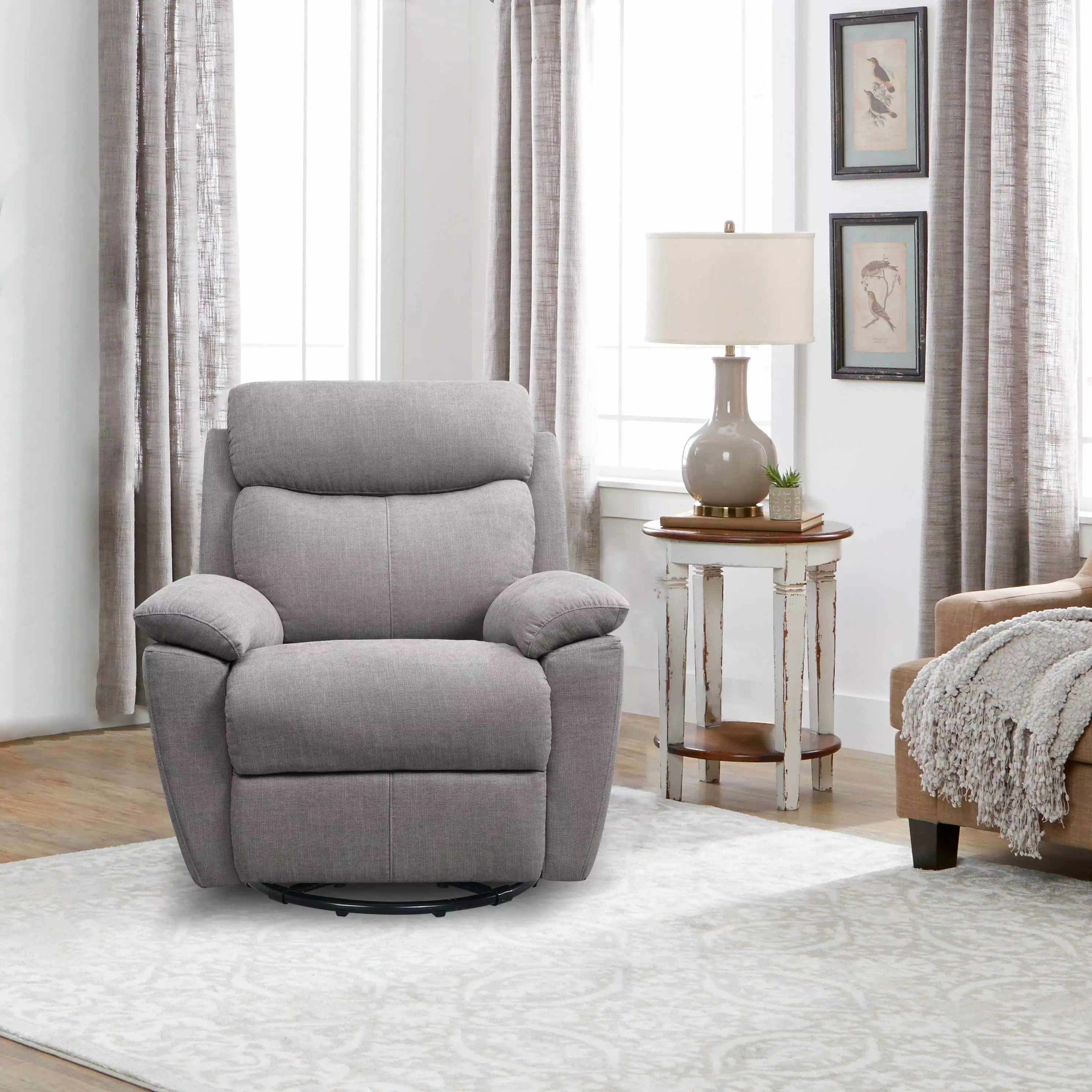 Bowery Hill Transitional Faux Leather Power Media Recliner Blue CCCCCAOLI