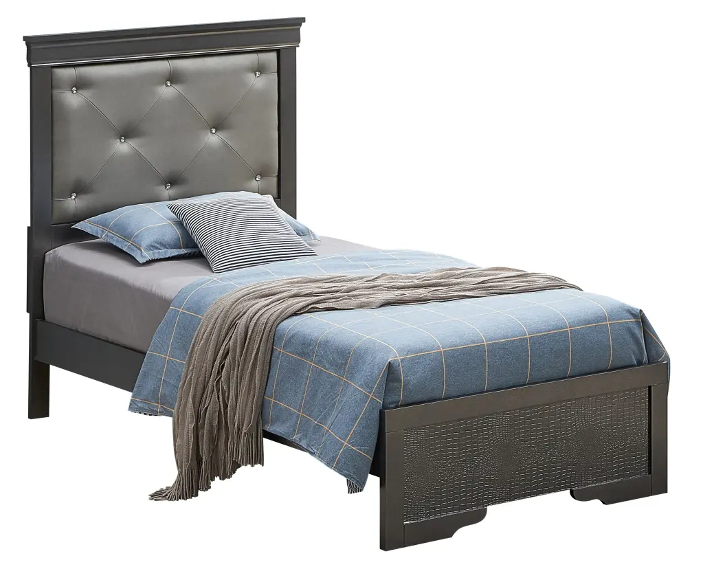 Lorana G6502B Twin Bed Metalic Black Box Spring Required Bed Frame glory furniture