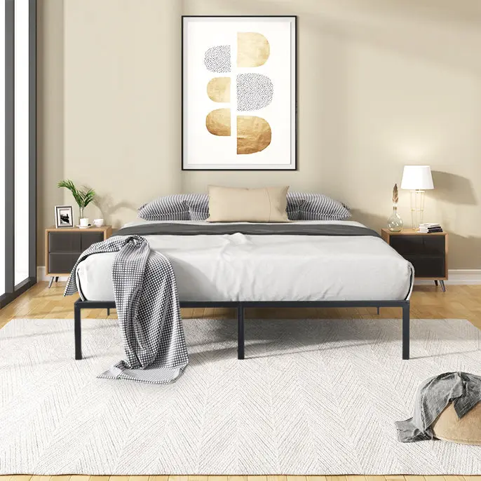 King Size Metal Bed Frame King Black Steel Platform Bed Headboard ii-s choice