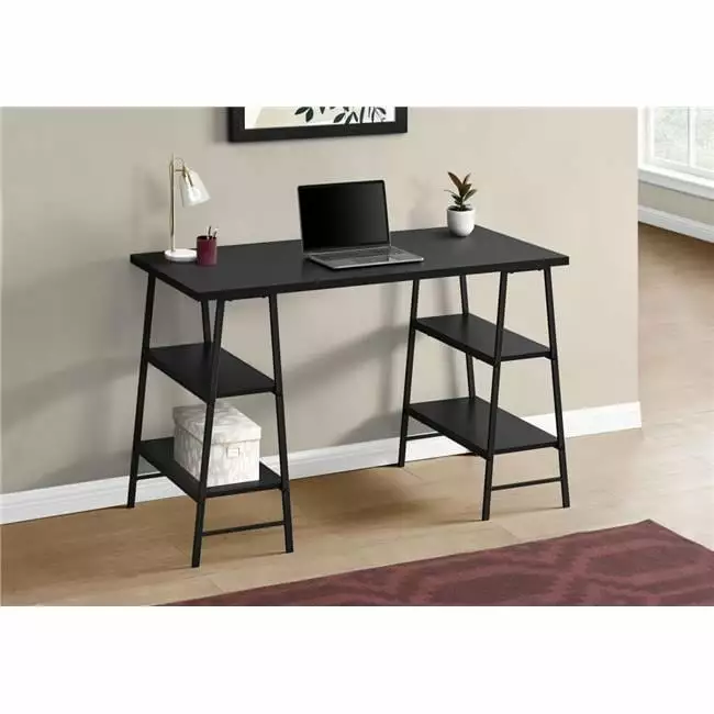 48 . Metal Computer Desk Black - Black Daphne's Dinnette
