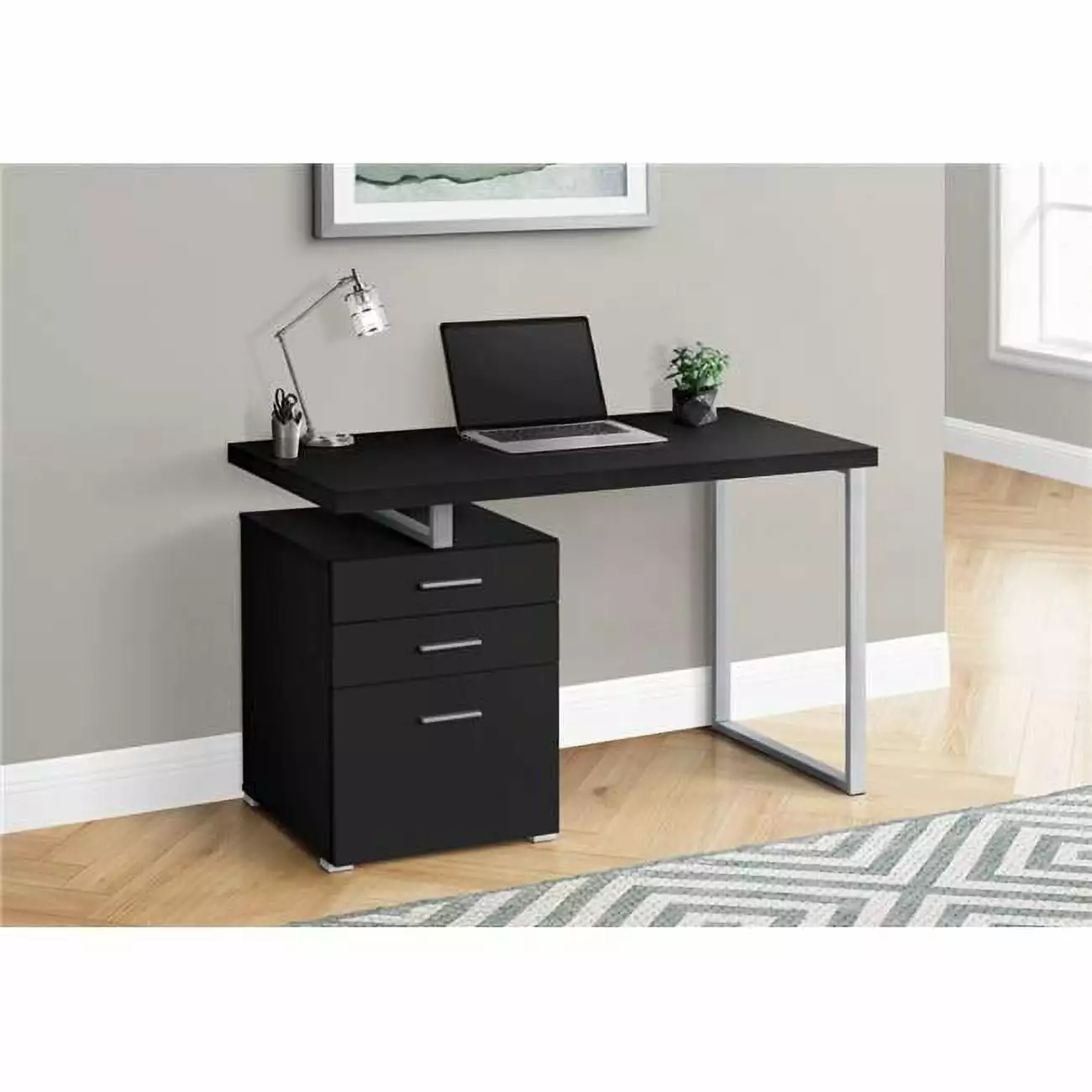 Monarch Specialties 48 Left Right Face Metal Computer Desk Black Silver