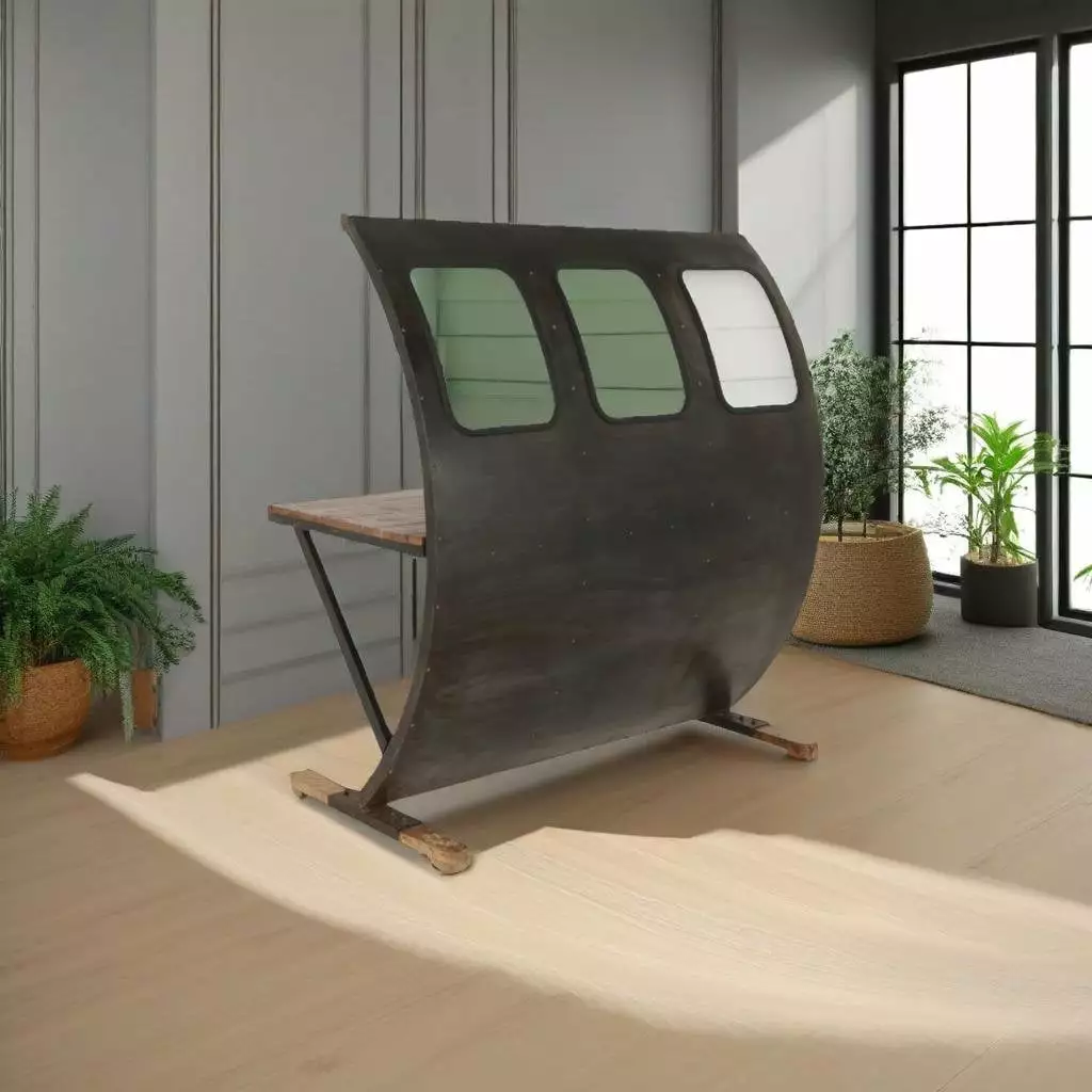 Fuselage 55 Airplane Brown Metal Desk - Industrial Style Office Desk Shelter