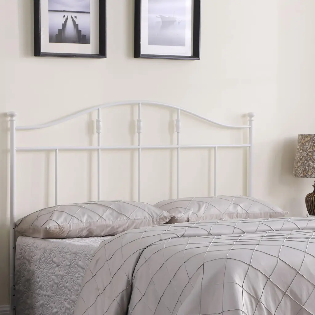 White Queen Full Size Metal Arched Headboard Modern Bedroom Furniture furniture max