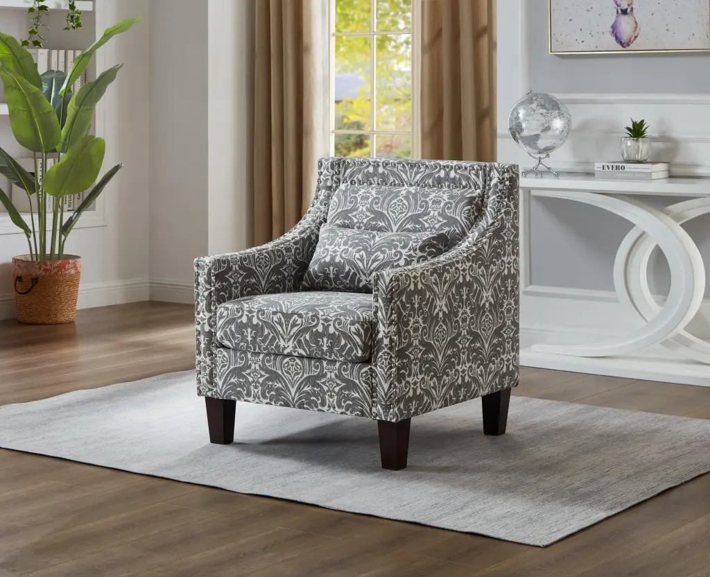 Mid Century Printing Accent Chair Polyester Fabric Upholstery Club Chair huazhao furniture