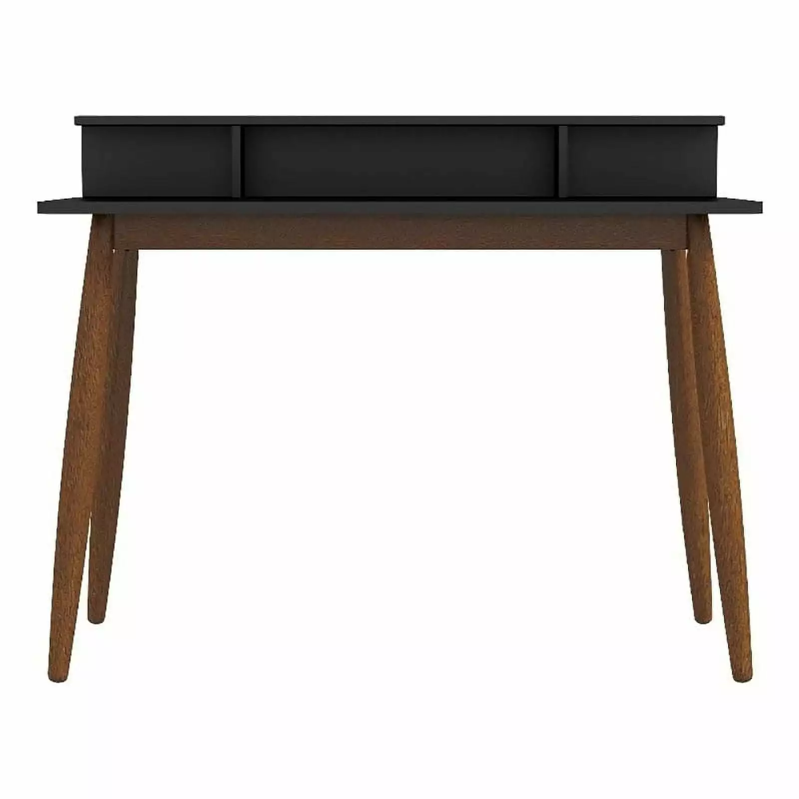 Allora Mid-Century Eucalyptus Solid Wood Rectangular Desk Black Home Office