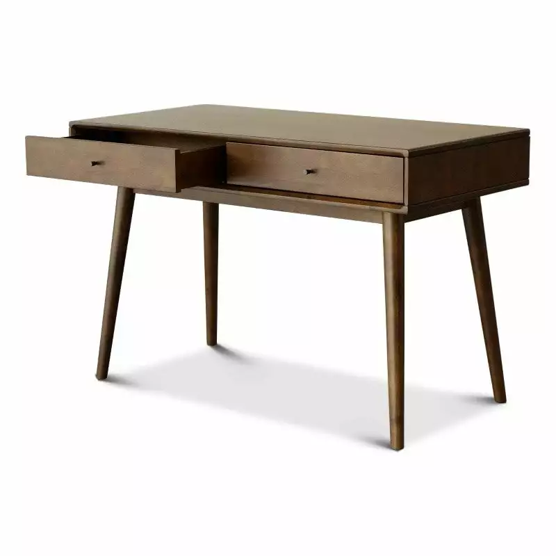 Cooper Mid Century Solid Wood Walnut Home Office Work Desk and Study Table - Vintage Style Desk Ashcroft