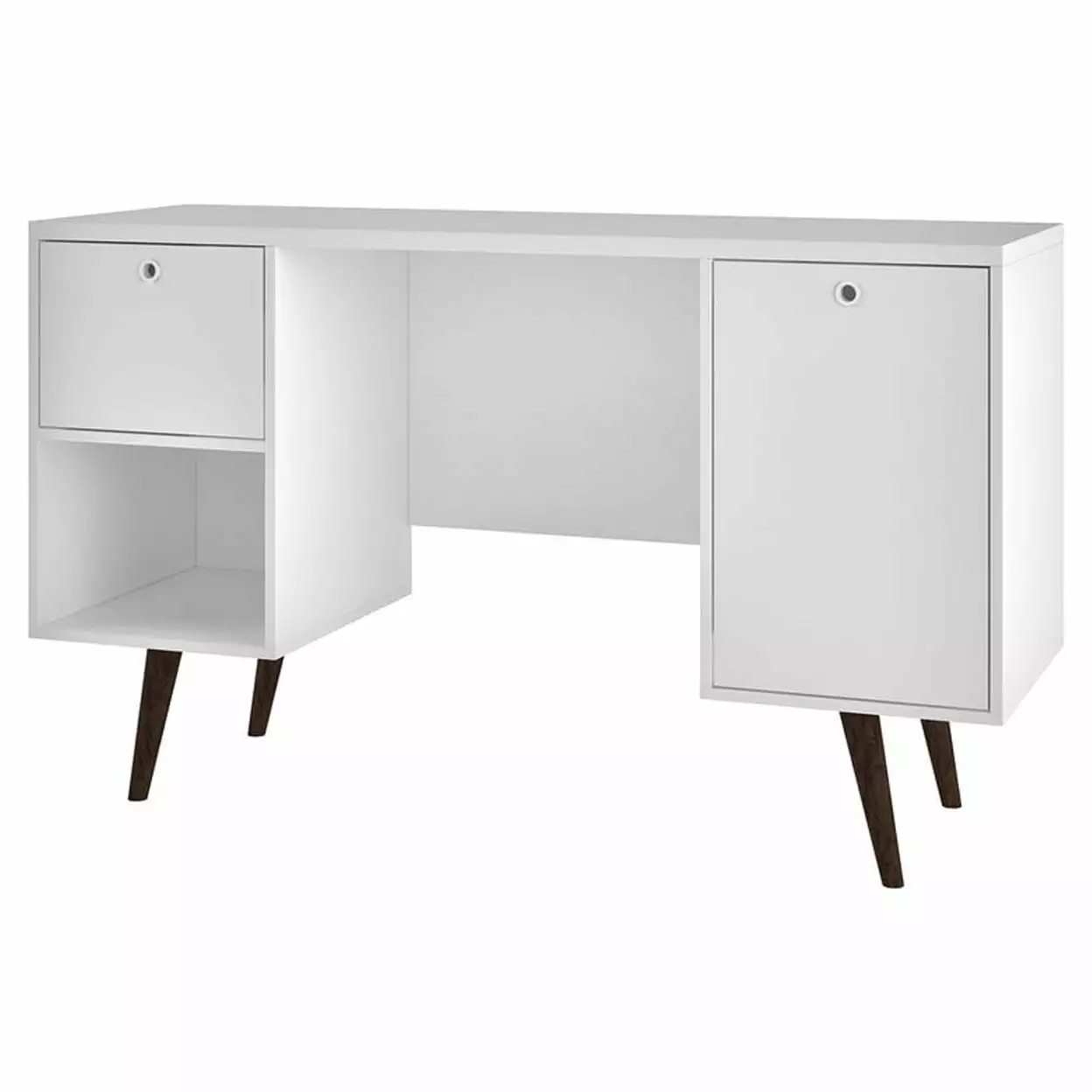 Edgar 1-Drawer Mid-Century Office Desk Modern Wooden Writing Table Manhattan Comfort