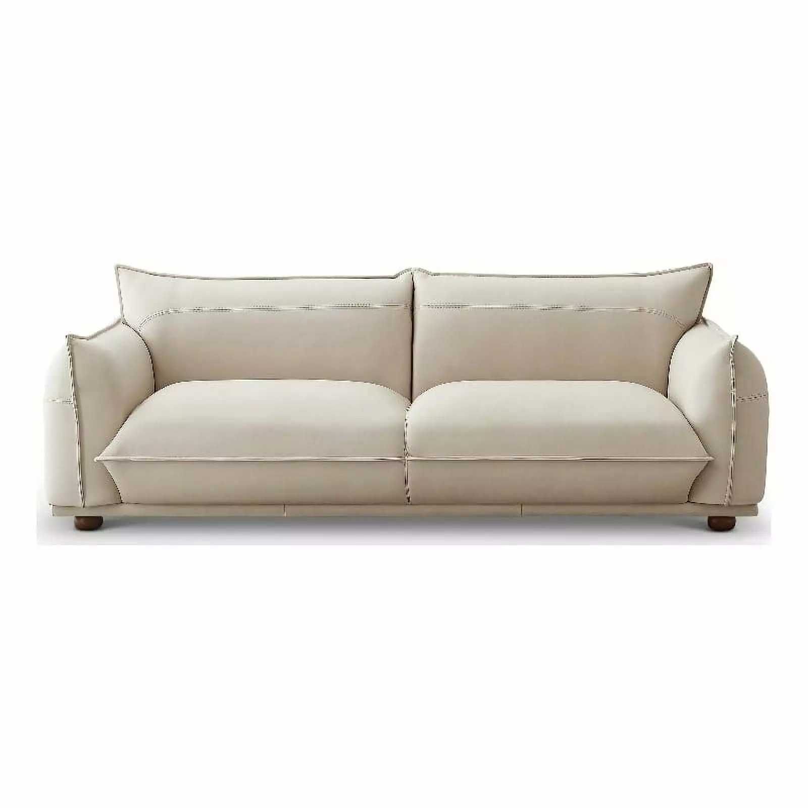 Maner Mid-Century Modern Luxury Living Room Couch Cream Leather - Retro Style Ashcroft