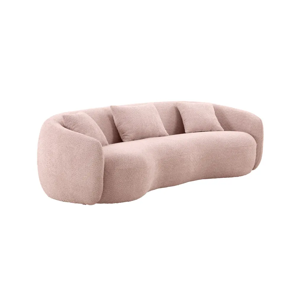 93.6 Inches Mid Century Modern Curved Living Room Sofa 4 Seat Boucle Fabric justone interior