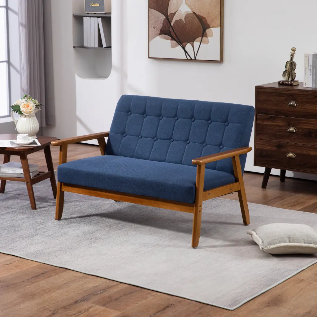 Coolmore Mid Century Modern Solid Loveseat Sofa Upholstered Linen Loveseat w1539 coolmore