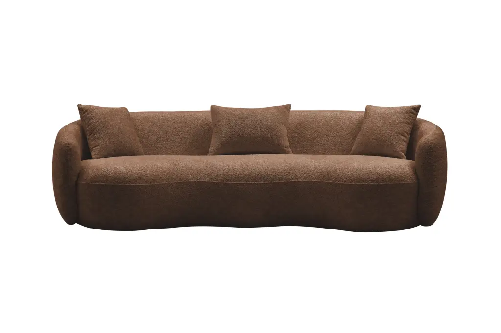 93.6 Inch Mid Century Modern Curved Boucle Fabric Sofa justone interior