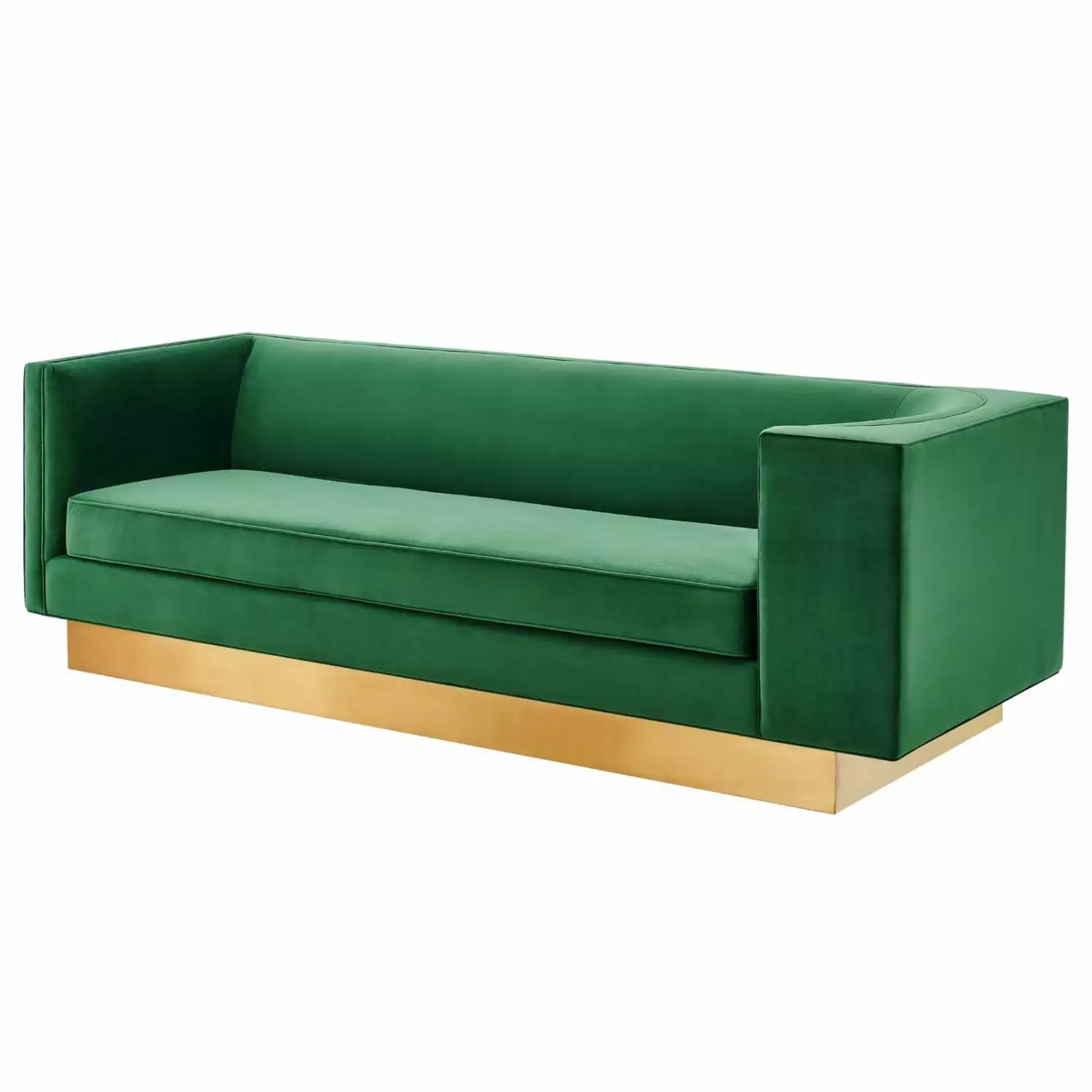 Green Velvet Sofa Couch Mid Century Modern Contemporary Living Lounge Cafe Lobby Restaurant HB33595