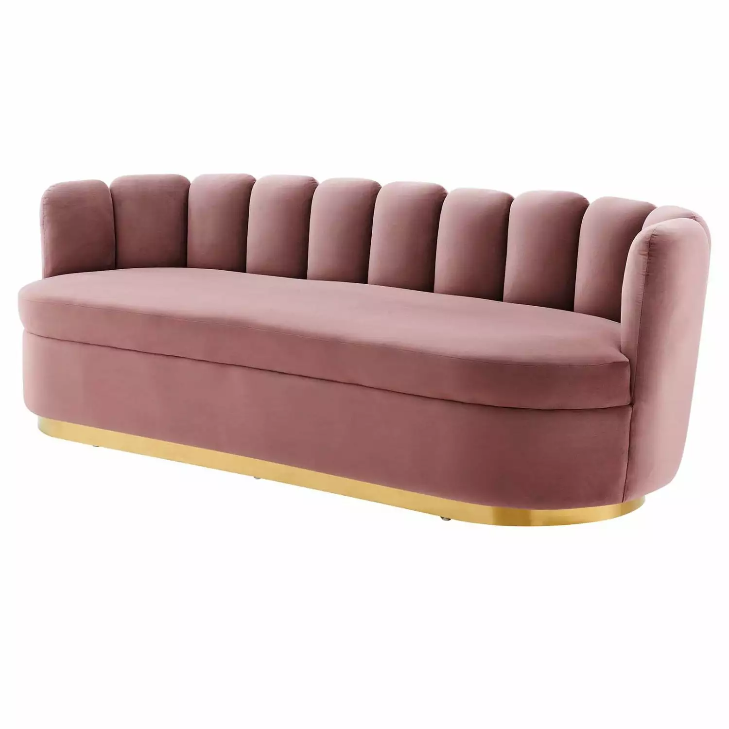 Pink Velvet Sofa Couch Mid Century Modern Contemporary Living Lounge Cafe Lobby Restaurant HB33596