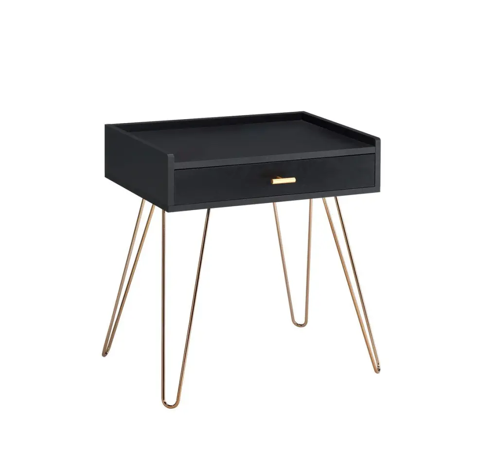 23.5 Inch Black Allen Mid Century Accent Table Copper Hairpin Legs california home
