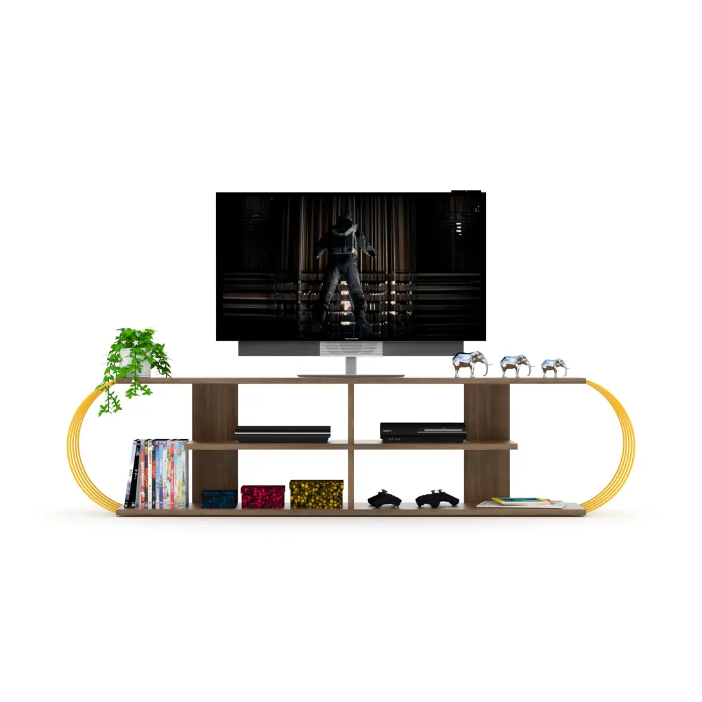 Furnishome Store Mid Century Modern TV Stand 4 Shelves Open Storage furnia