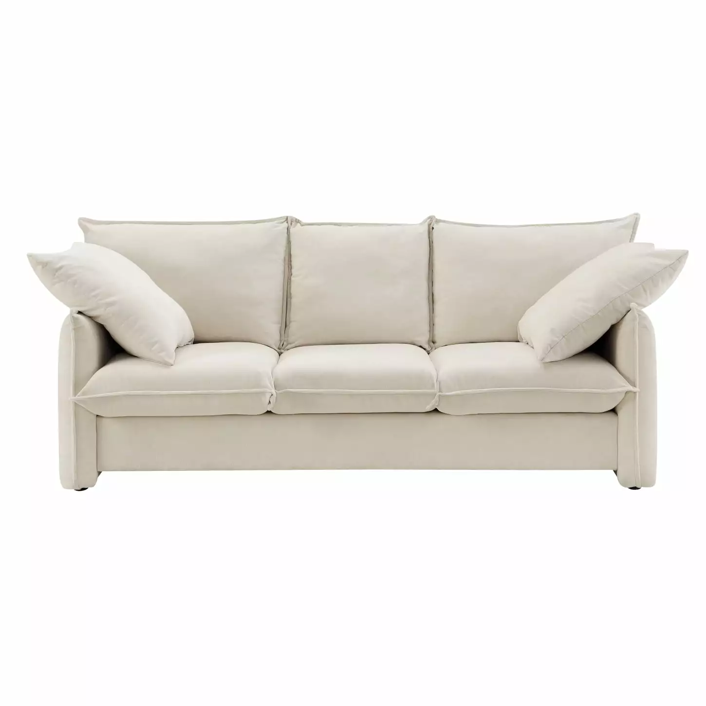 Mid-Century Beige 3-Seater Sofa Elegant Lounge Couch Modern Design HATNOKIL