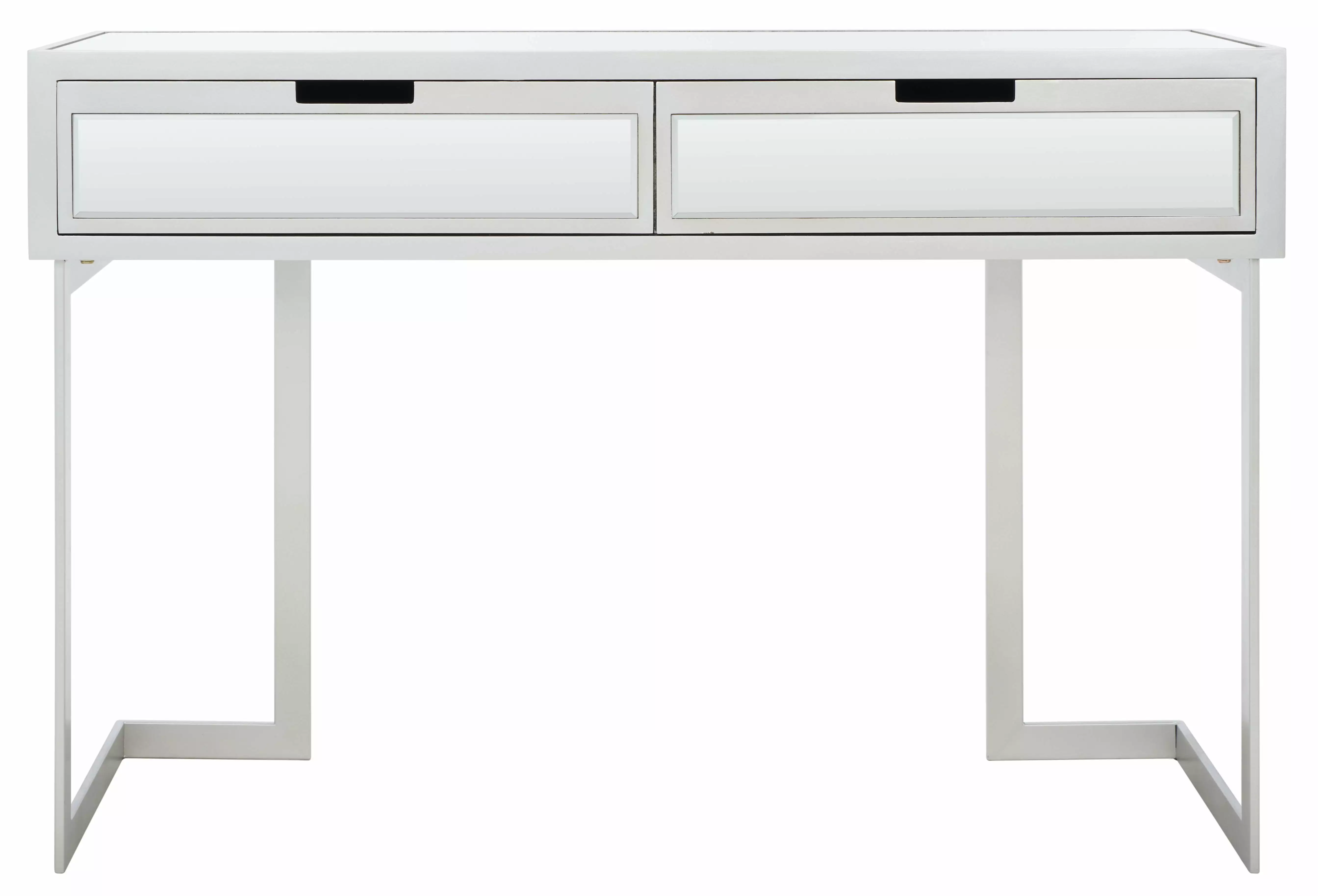 Safavieh Enzo 2 Drawer Mirrored Desk Silver and Mirror Finish 47.2 Inch Wide