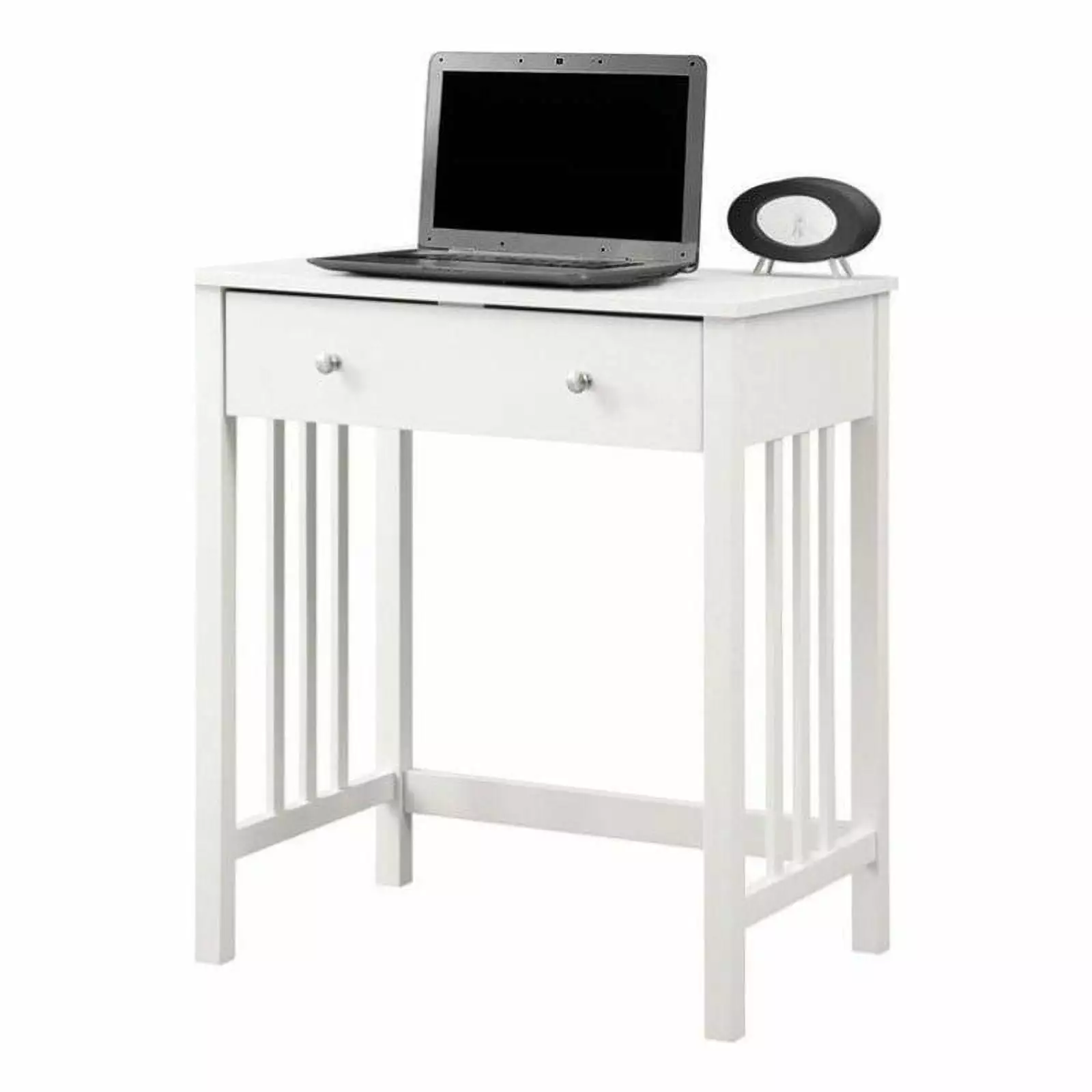 Pemberly Row Contemporary 26 Mission Desk White Wood Finish - Modern Office Desk