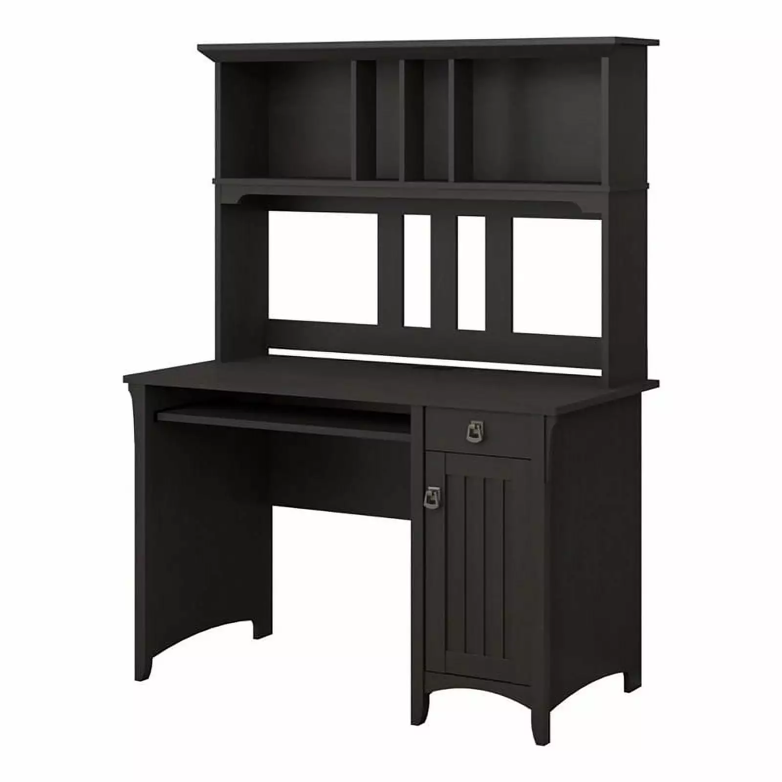 Scranton & Co Contemporary Engineered Wood Mission Desk Hutch Black - Stylish Office Desk