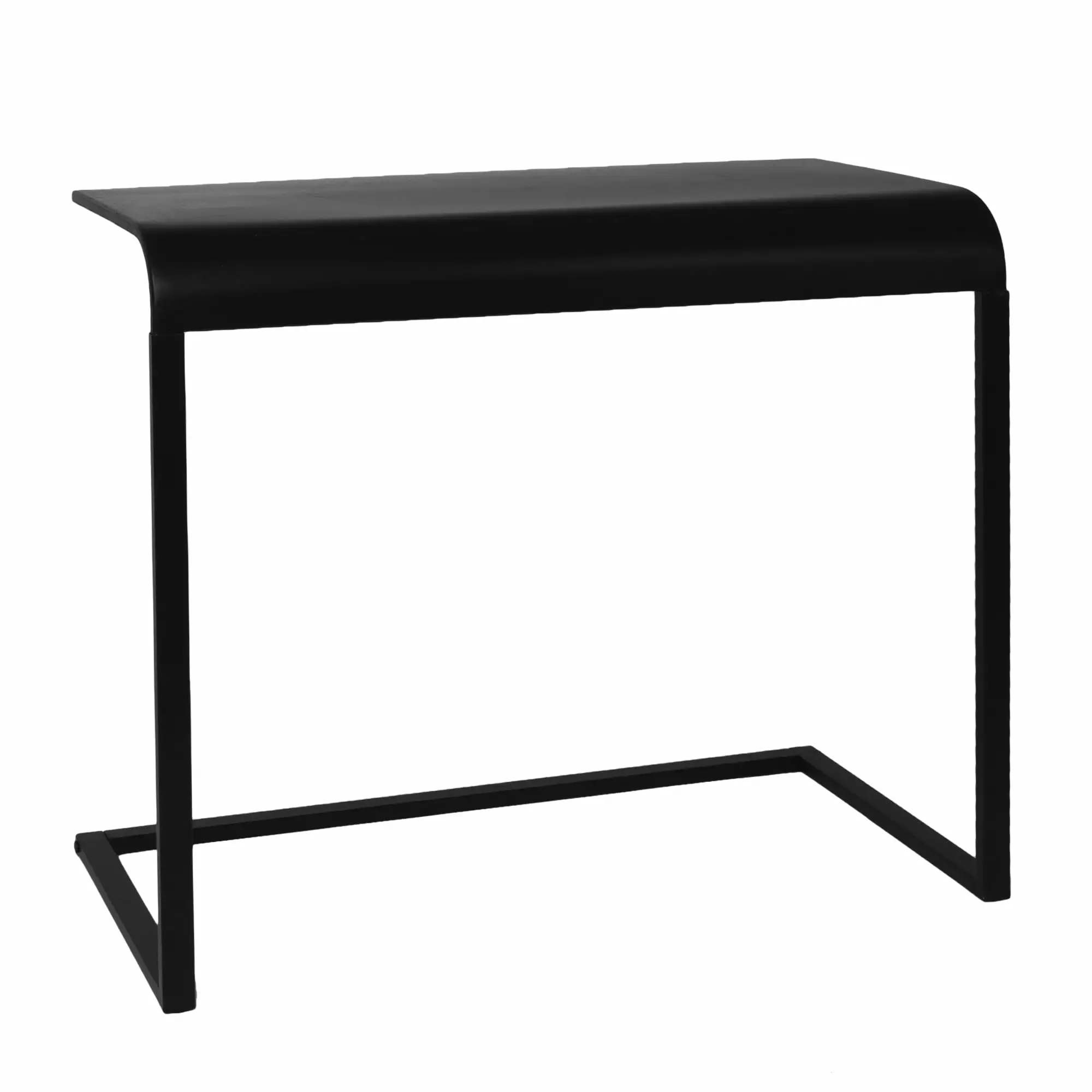 American Art Decor Black Mobile Portable Compact Home Office C-Shaped Desk