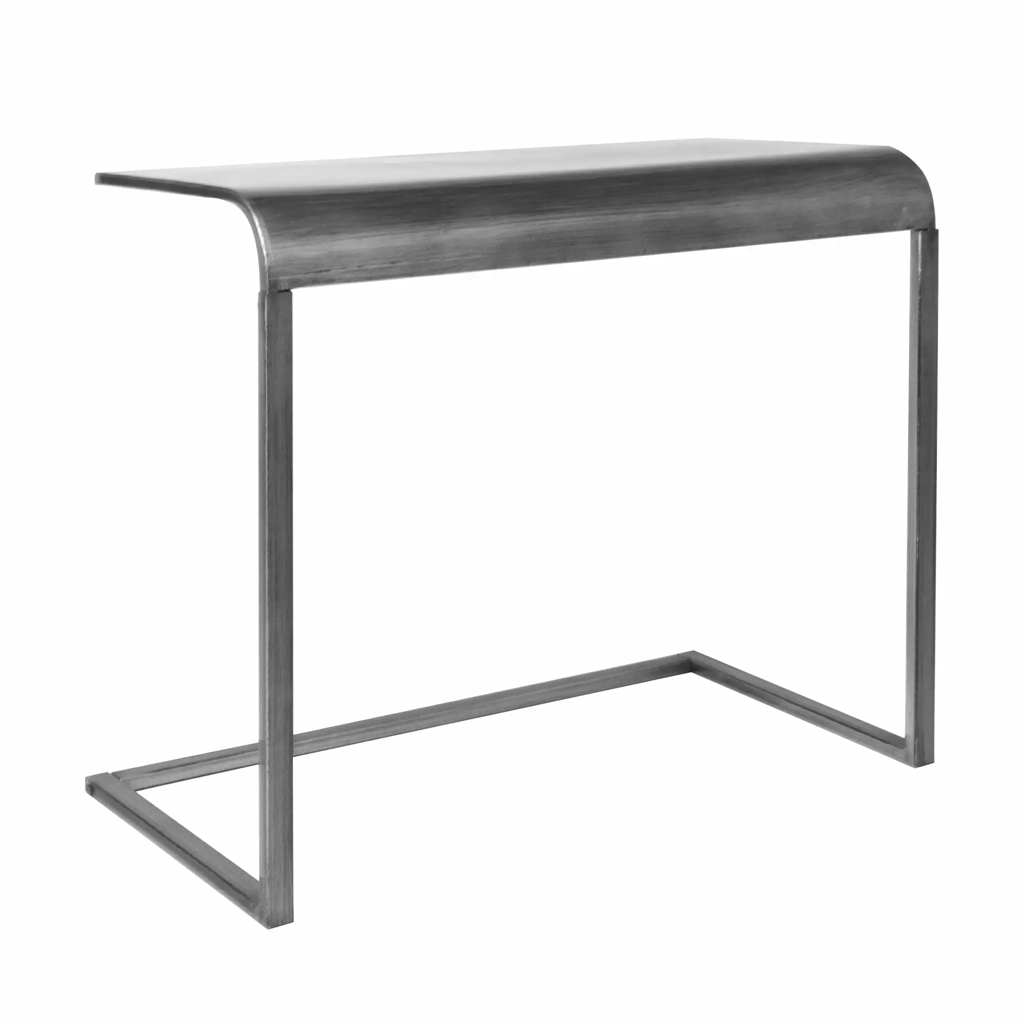 Silver Mobile Portable Compact Home Office C-Shaped Desk Modern Workspaces American Art Decor