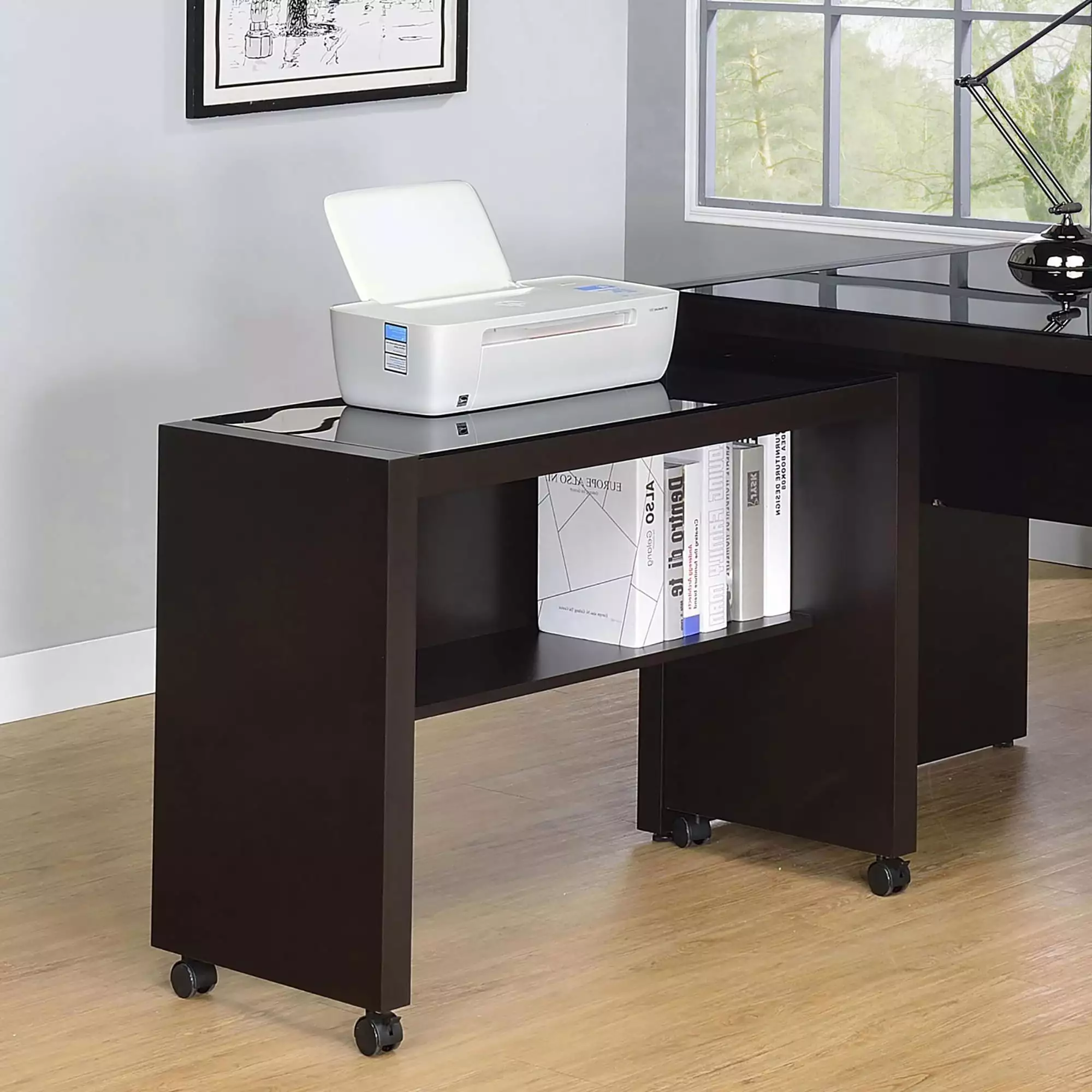 GeeHome Mobile Return Caster Cappuccino and Black Rolling Office Desk Wheels