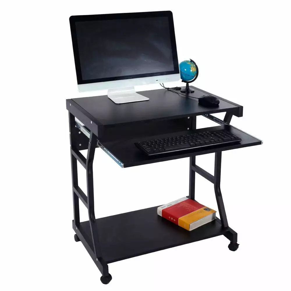 Hassch Movable Computer Desk Keyboard Slide 4 Wheels Home Office Black