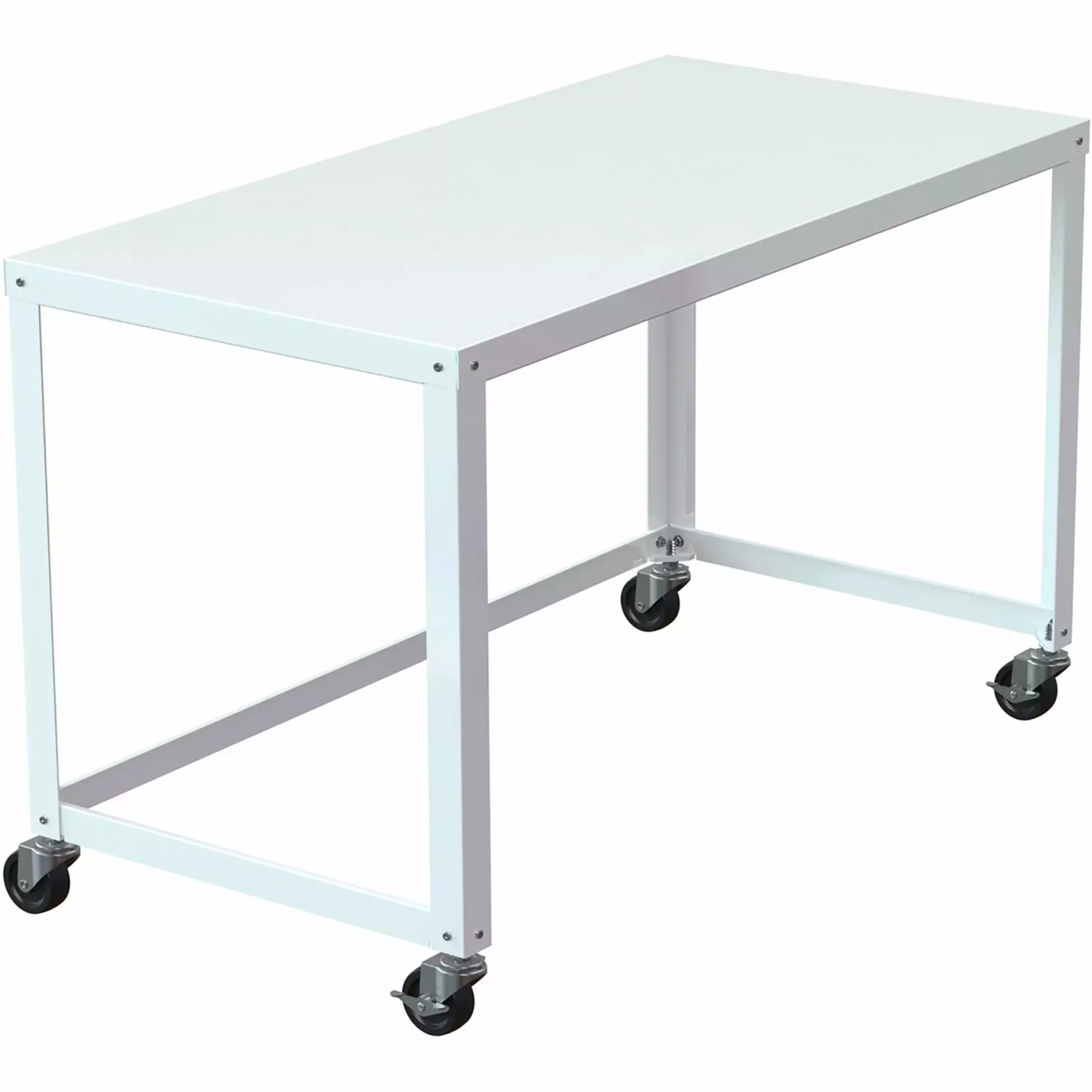 Lorell Personal Mobile Desk Rectangle Top 48x23 White