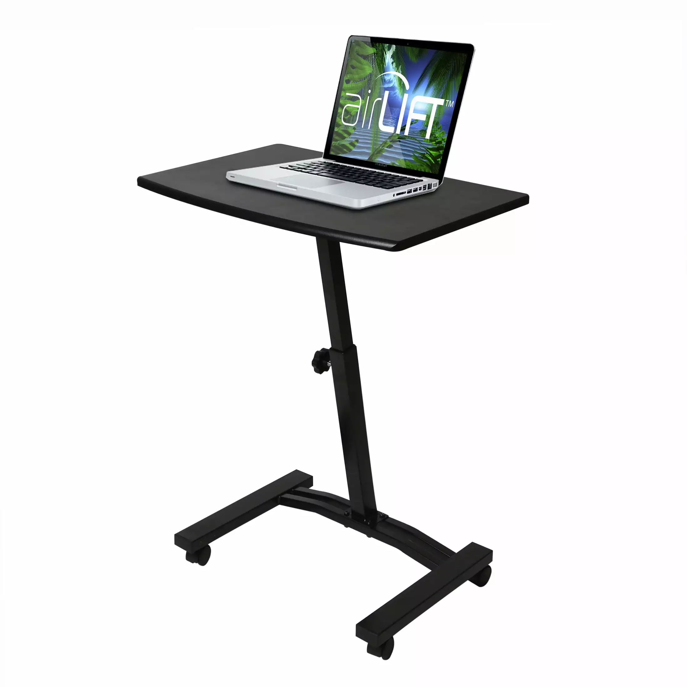 Seville Classics Mobile Laptop Computer Desk Cart Height-Adjustable Black