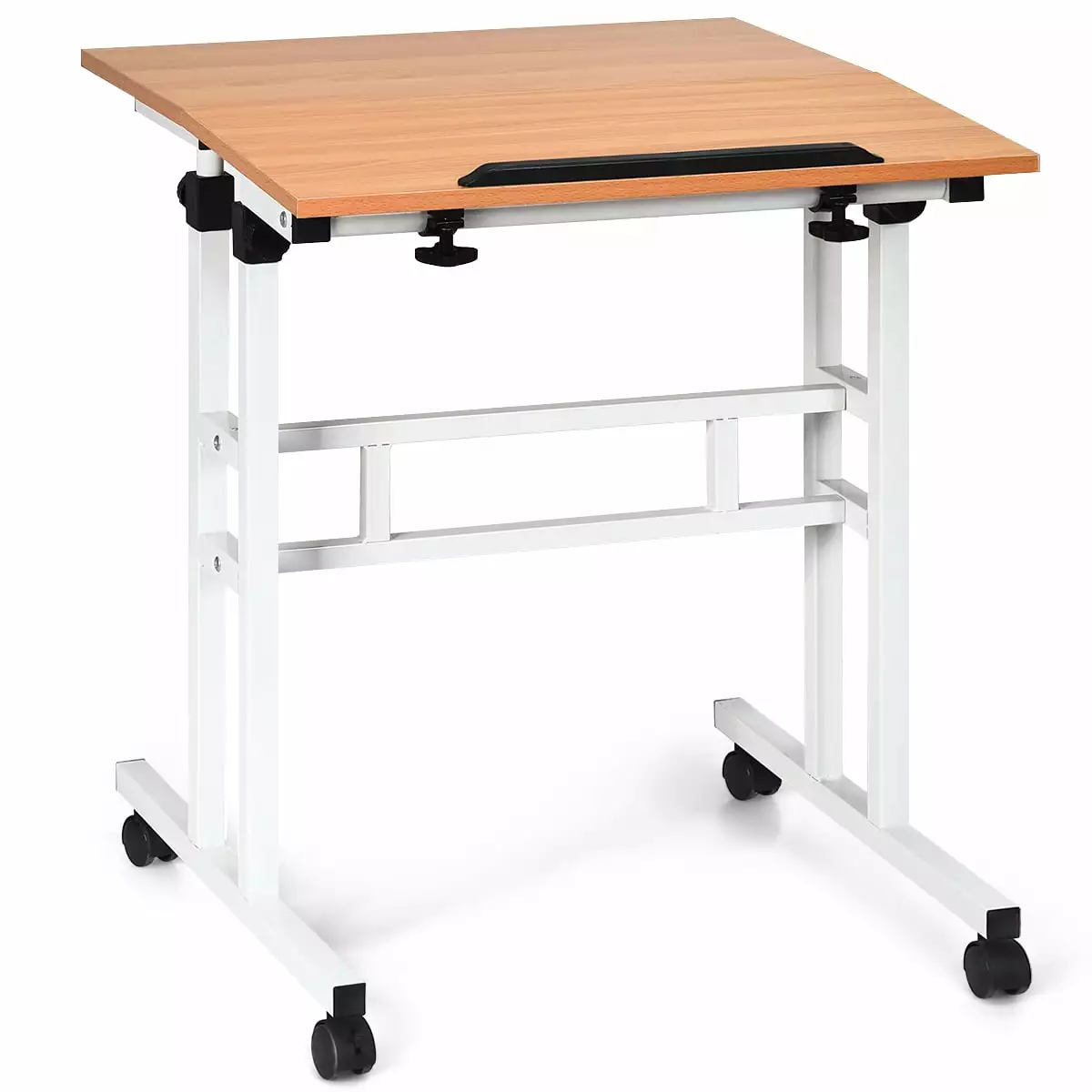 Costway Mobile Standing Desk Height Adjustable Sit Stand Workstation 2in1 Versatile Use