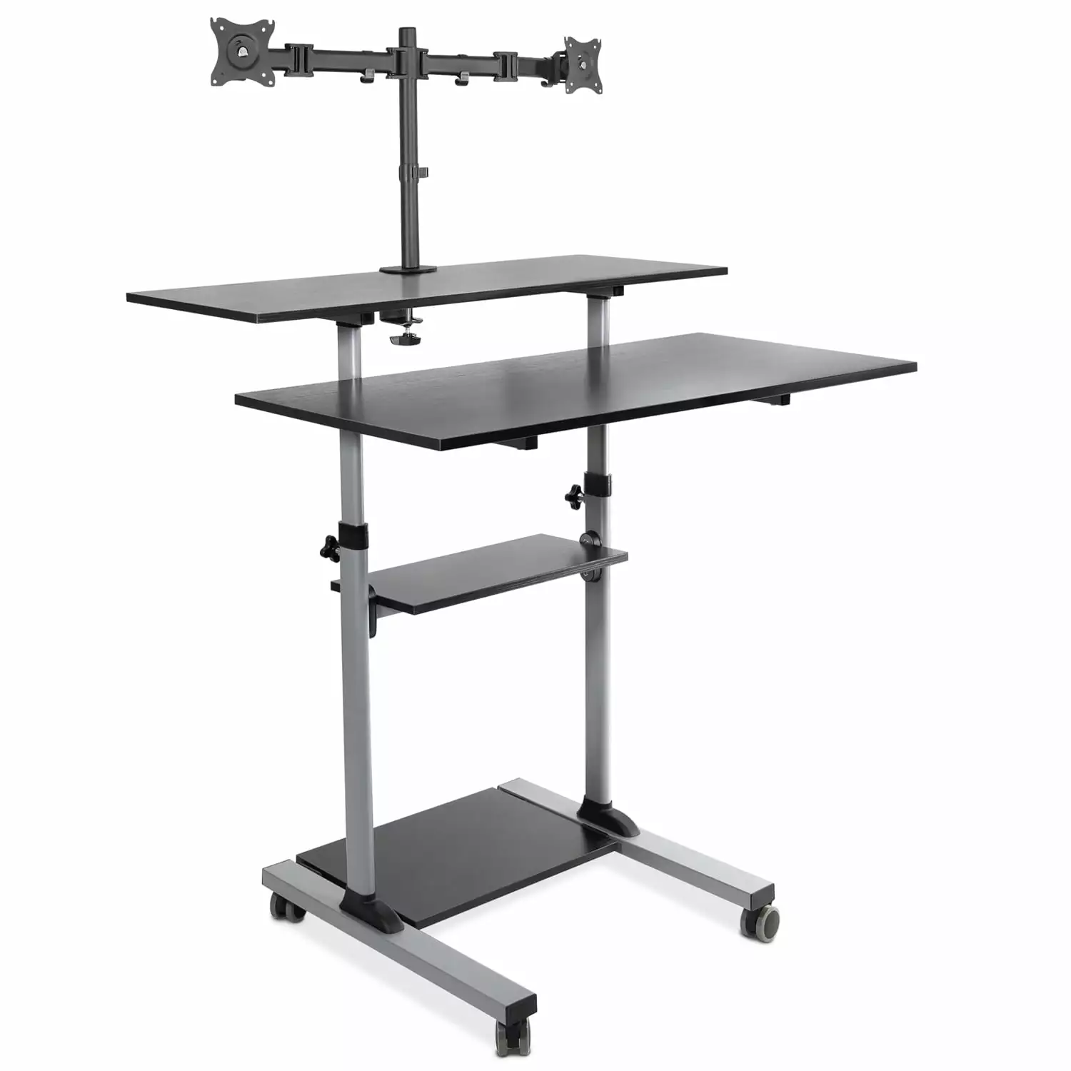 Mount-It Extra Wide Mobile Standing Desk Dual Monitor Mount Rolling Computer Workstation Mount-It!